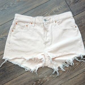 Levi's 501 Cream Pink Buttonfly Distressed Jean Shorts Womens Size 31